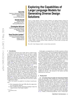 Exploring the Capabilities of Large Language Models for Generating
  Diverse Design Solutions
