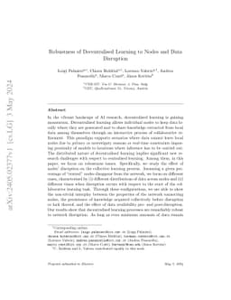 Robustness of Decentralised Learning to Nodes and Data Disruption