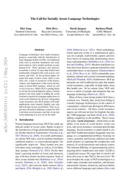 The Call for Socially Aware Language Technologies