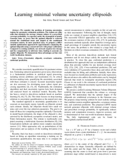 Learning minimal volume uncertainty ellipsoids
