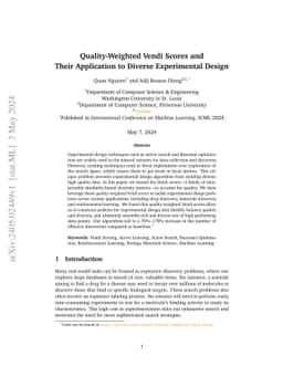 Quality-Weighted Vendi Scores And Their Application To Diverse
  Experimental Design