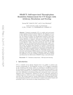 SR4ZCT: Self-supervised Through-plane Resolution Enhancement for CT
  Images with Arbitrary Resolution and Overlap