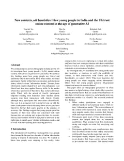 New contexts, old heuristics: How young people in India and the US trust
  online content in the age of generative AI