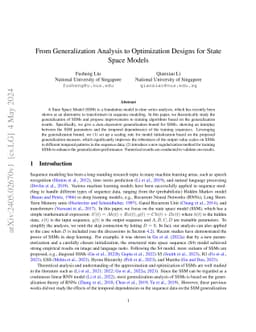 From Generalization Analysis to Optimization Designs for State Space
  Models