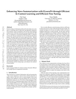 Enhancing News Summarization with ELearnFit through Efficient In-Context
  Learning and Efficient Fine-Tuning