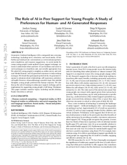 The Role of AI in Peer Support for Young People: A Study of Preferences
  for Human- and AI-Generated Responses