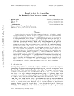 Implicit Safe Set Algorithm for Provably Safe Reinforcement Learning