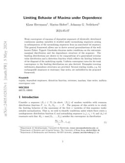 Limiting Behavior of Maxima under Dependence