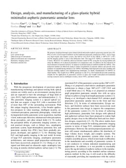 Design, analysis, and manufacturing of a glass-plastic hybrid minimalist
  aspheric panoramic annular lens