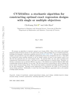 CVXSADes: a stochastic algorithm for constructing optimal exact
  regression designs with single or multiple objectives
