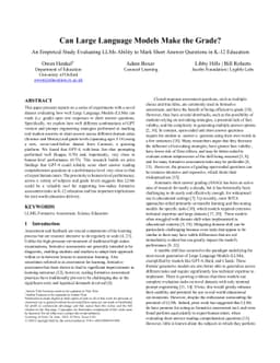 Can Large Language Models Make the Grade? An Empirical Study Evaluating
  LLMs Ability to Mark Short Answer Questions in K-12 Education