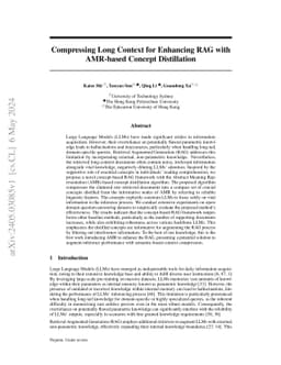 Compressing Long Context for Enhancing RAG with AMR-based Concept
  Distillation