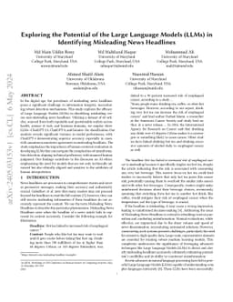 Exploring the Potential of the Large Language Models (LLMs) in
  Identifying Misleading News Headlines