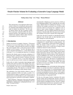 Oracle-Checker Scheme for Evaluating a Generative Large Language Model
