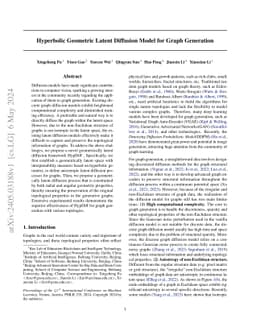 Hyperbolic Geometric Latent Diffusion Model for Graph Generation