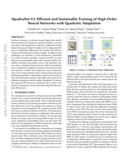 QuadraNet V2: Efficient and Sustainable Training of High-Order Neural
  Networks with Quadratic Adaptation
