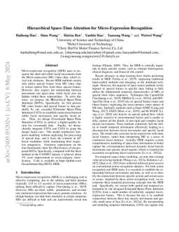 Hierarchical Space-Time Attention for Micro-Expression Recognition