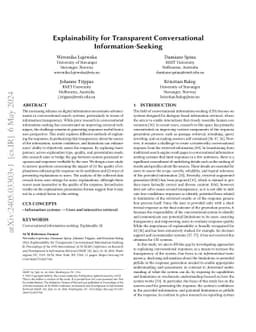 Explainability for Transparent Conversational Information-Seeking