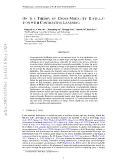 A Generalization Theory of Cross-Modality Distillation with Contrastive
  Learning