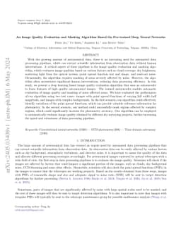 An Image Quality Evaluation and Masking Algorithm Based On Pre-trained
  Deep Neural Networks