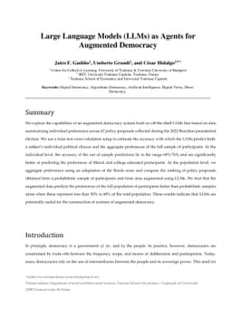 Large Language Models (LLMs) as Agents for Augmented Democracy