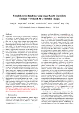 UnsafeBench: Benchmarking Image Safety Classifiers on Real-World and
  AI-Generated Images