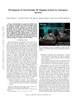 Development of Ultra-Portable 3D Mapping Systems for Emergency Services