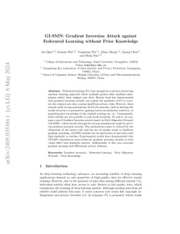 GI-SMN: Gradient Inversion Attack against Federated Learning without
  Prior Knowledge