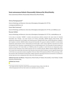 Semi-autonomous Robotic Disassembly Enhanced by Mixed Reality