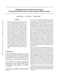 Bridging discrete and continuous state spaces: Exploring the Ehrenfest
  process in time-continuous diffusion models