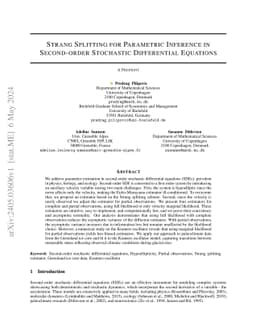 Strang Splitting for Parametric Inference in Second-order Stochastic
  Differential Equations