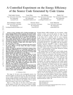 A Controlled Experiment on the Energy Efficiency of the Source Code
  Generated by Code Llama