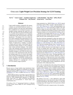 Collage: Light-Weight Low-Precision Strategy for LLM Training