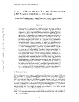 Adaptive Retrieval and Scalable Indexing for k-NN Search with
  Cross-Encoders