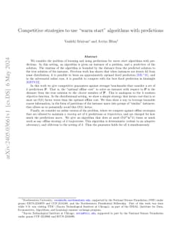 Competitive strategies to use "warm start" algorithms with predictions