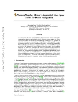 MemoryMamba: Memory-Augmented State Space Model for Defect Recognition
