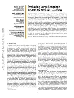 Evaluating Large Language Models for Material Selection
