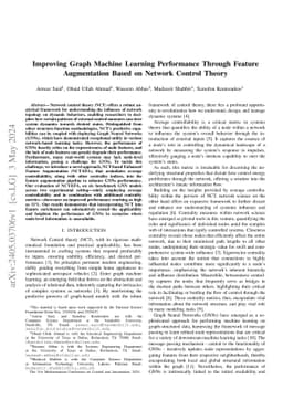 Improving Graph Machine Learning Performance Through Feature
  Augmentation Based on Network Control Theory