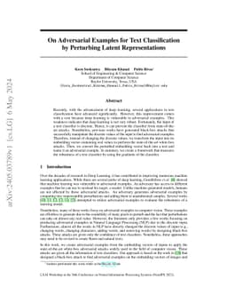 On Adversarial Examples for Text Classification by Perturbing Latent
  Representations