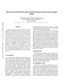 Detecting Anti-Semitic Hate Speech using Transformer-based Large
  Language Models
