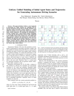 UniGen: Unified Modeling of Initial Agent States and Trajectories for
  Generating Autonomous Driving Scenarios