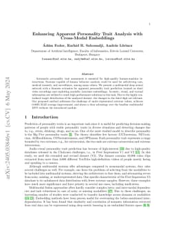 Enhancing Apparent Personality Trait Analysis with Cross-Modal
  Embeddings