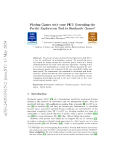 Playing Games with your PET: Extending the Partial Exploration Tool to
  Stochastic Games