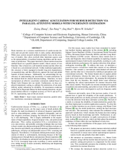 Intelligent Cardiac Auscultation for Murmur Detection via
  Parallel-Attentive Models with Uncertainty Estimation