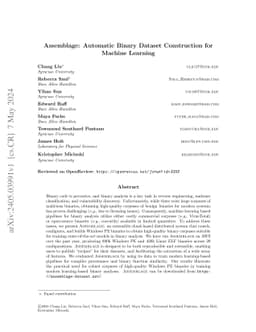 Assemblage: Automatic Binary Dataset Construction for Machine Learning