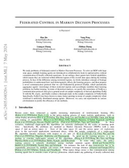Federated Control in Markov Decision Processes