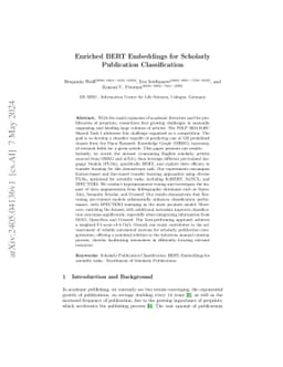 Enriched BERT Embeddings for Scholarly Publication Classification