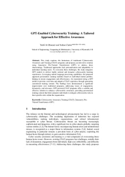 GPT-Enabled Cybersecurity Training: A Tailored Approach for Effective
  Awareness