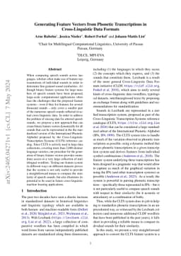 Generating Feature Vectors from Phonetic Transcriptions in
  Cross-Linguistic Data Formats