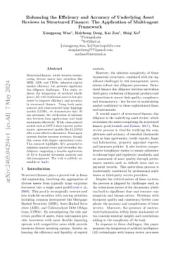 Enhancing the Efficiency and Accuracy of Underlying Asset Reviews in
  Structured Finance: The Application of Multi-agent Framework